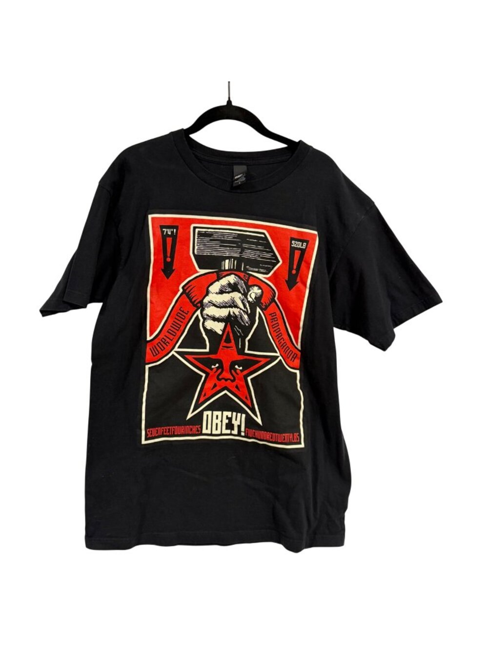Obey Worldwide Propaganda 7'4" 520lb Red Black T-Shirt Men's Size L